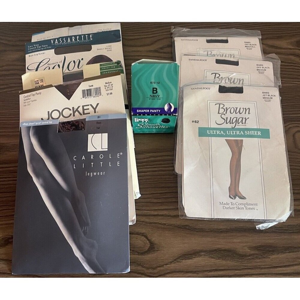 Vintage Lot of 11 Pair Pantyhose Nylons Mixed Lot Evan Picone Brown Sugar Hanes